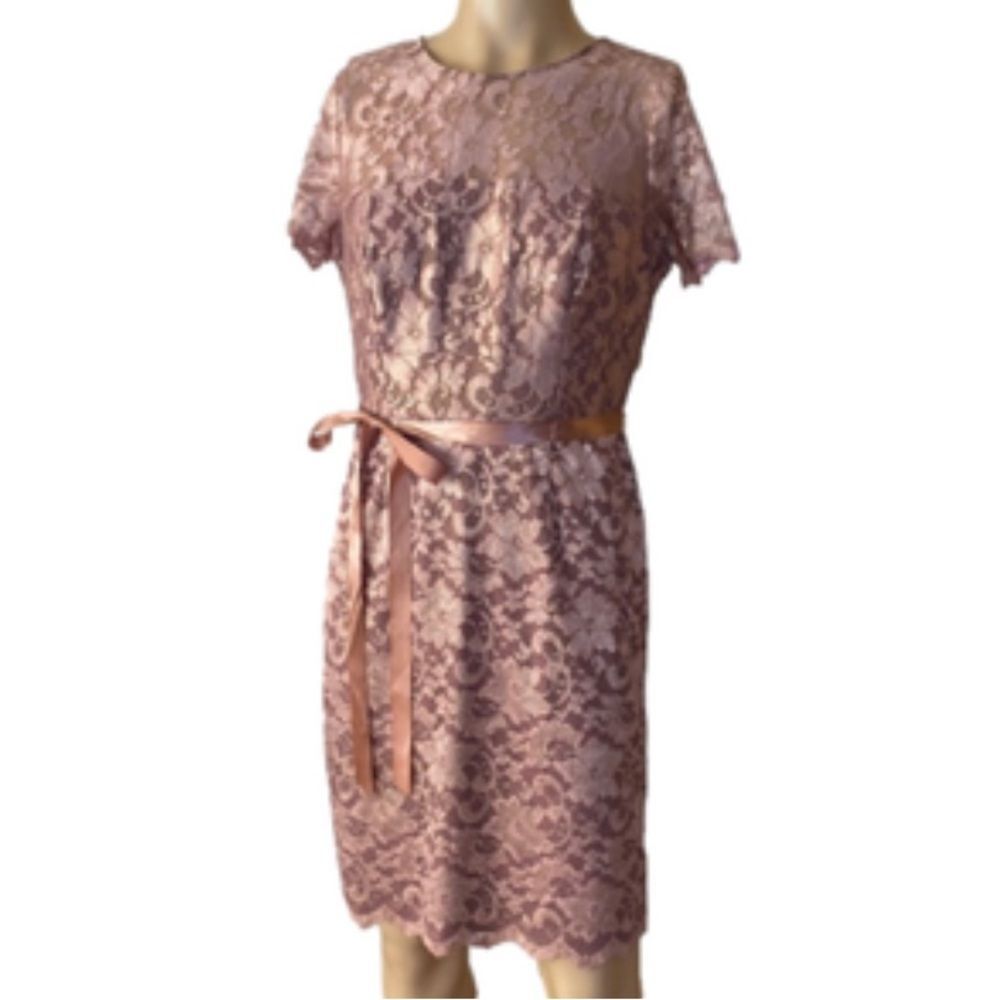 Jackie Jon Rose Pink Special Occasion Short Sleeve Knee Length Lace Dress 12